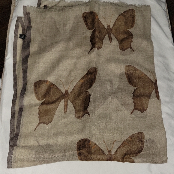 Accessories - Butterfly Print Scarf in Beige and Brown